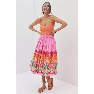 Anthropologie Roopa Pemmaraju Embroidered Midi Skirt
